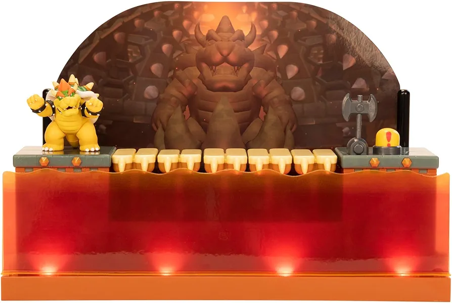 Super Mario Nintendo Deluxe Bowser Battle Playset with Lights and Sounds, 2.5 Inch Bowser Action Figure Included