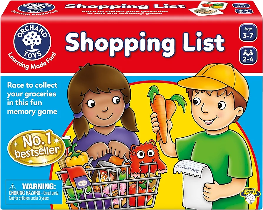 Orchard Toys Moose Games Shopping List Race to Collect Your Groceries in This Fun Memory Game. Age 3-7. 2-4 Players