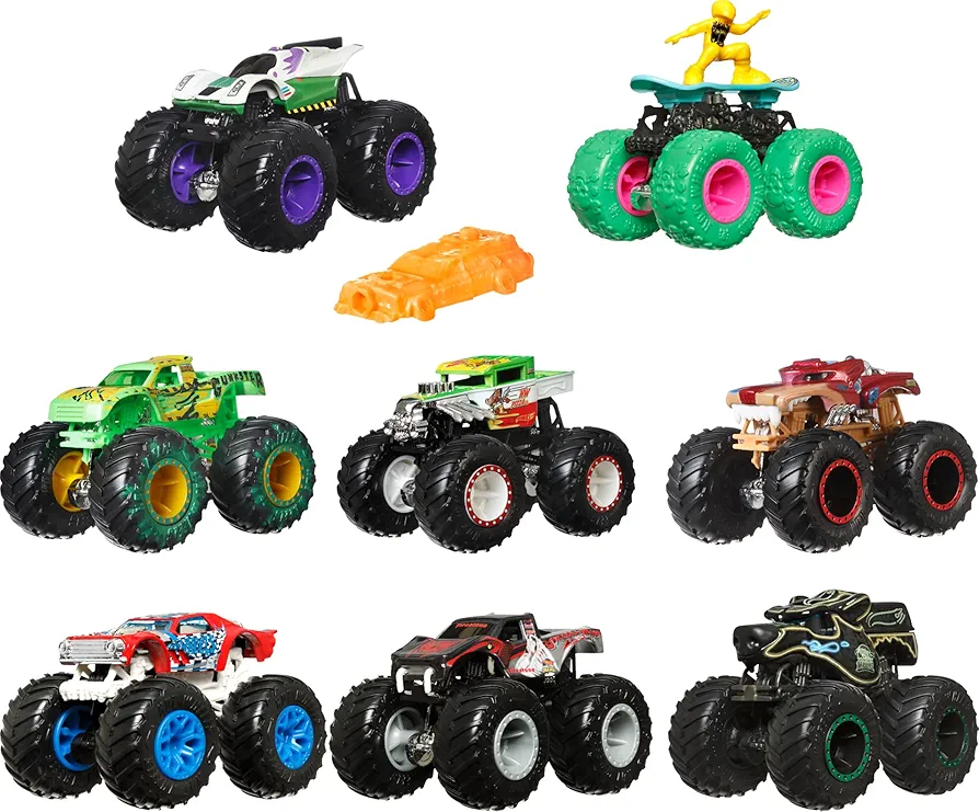 Hot Wheels Monster Trucks, 1 Toy Truck in 1:64 Scale & 1 Crushable Car, Vehicle Play for Kids & Collectors (Styles May Vary)