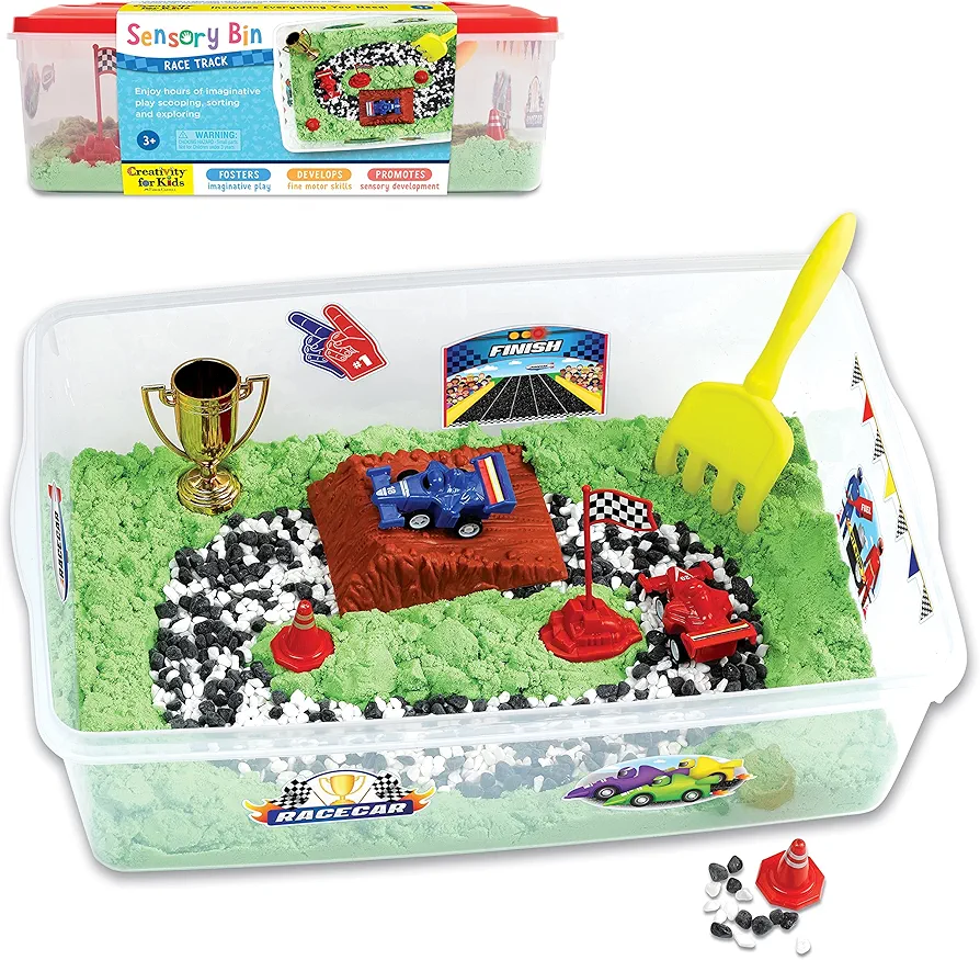 Creativity for Kids Sensory Bin: Race Track - Toddler Toys for Kids Ages 3-4+ Pretend Play, Sensory Learning Toys with Car Track, Gifts for Kids