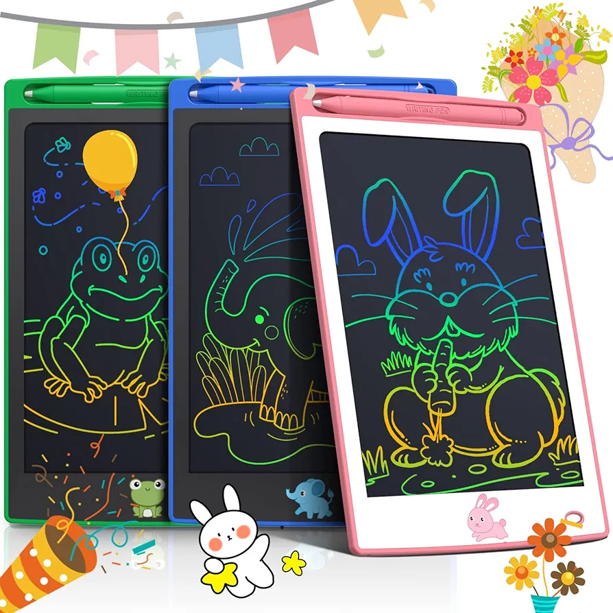 3 Pcs in 1 Pack LCD Writing Tablets for Kids, Toddler Toys Gifts for Age 2 3 4 5 6 Girls Boys Birthday Christmas, 8.5 Inch Doodle Pad Drawing Tablet for Class Travel, Colorful Doodle Board for Kids