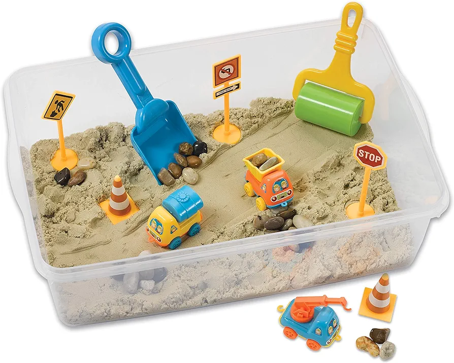 Creativity for Kids Sensory Bin: Construction Zone Playset - Preschool Learning Activities, Excavator Toys for Boys Ages 3-5+, Outdoor Toys and Gifts for Kids