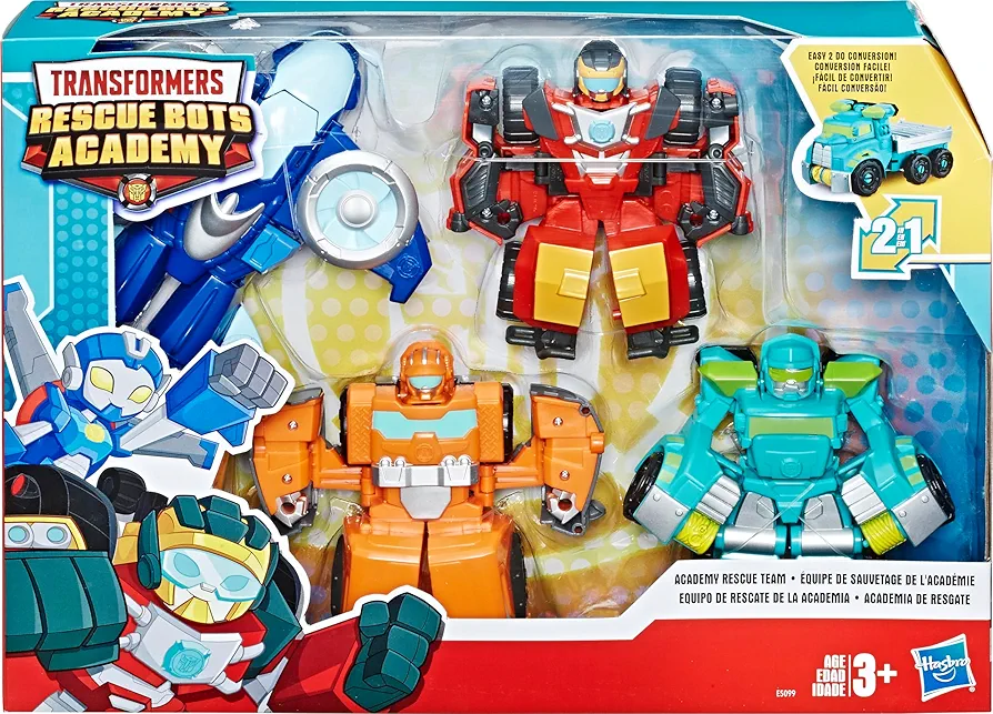 Playskool Heroes Transformers Rescue Bots Academy Team Pack, 4 Collectible 4.5-inch Converting Action Figures, Toys for Kids Ages 3 and Up