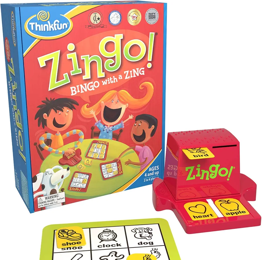 ThinkFun Zingo Bingo - Unique Pre-Reading Game for Kids | Boosts Language & Matching Skills | Fun for Classroom & Home | Amazon Exclusive with Extra Zingo Card