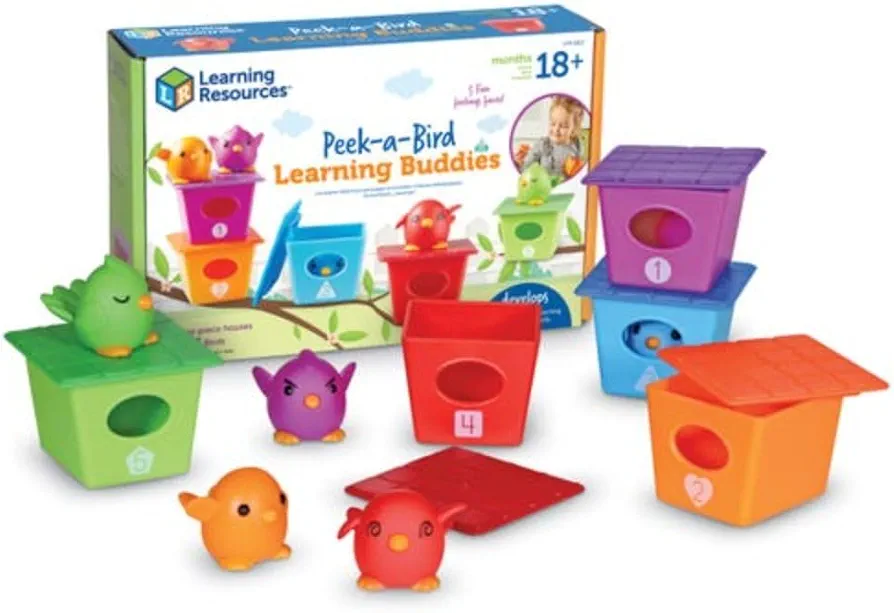 Learning Resources Peek-a-Bird Learning Buddies - 15 Pieces, Age 18 Months+ Toddler Learning Activities, Preschool Toys, Educational Toy for Color Teaching