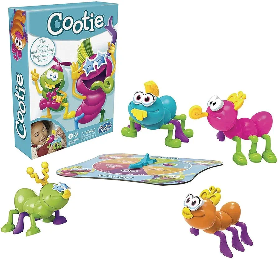 Hasbro Gaming Cootie Mixing and Matching Bug-Building Game | 2-4 Players | Easy Preschool Board Games | Back to School Gifts for Kids | Ages 3+