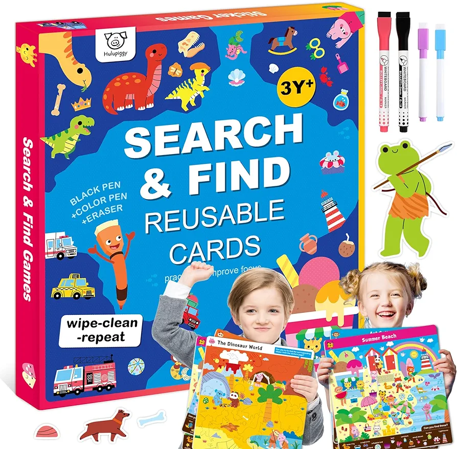 Preschool Learning Activities - Search and Find Books for Kids 3, 4, 5, 6, Reusable Game 16 Themes Toddlers Educational Toys Art and Craft Supplies Gift for Boy Girl Ages 3+ Years Old