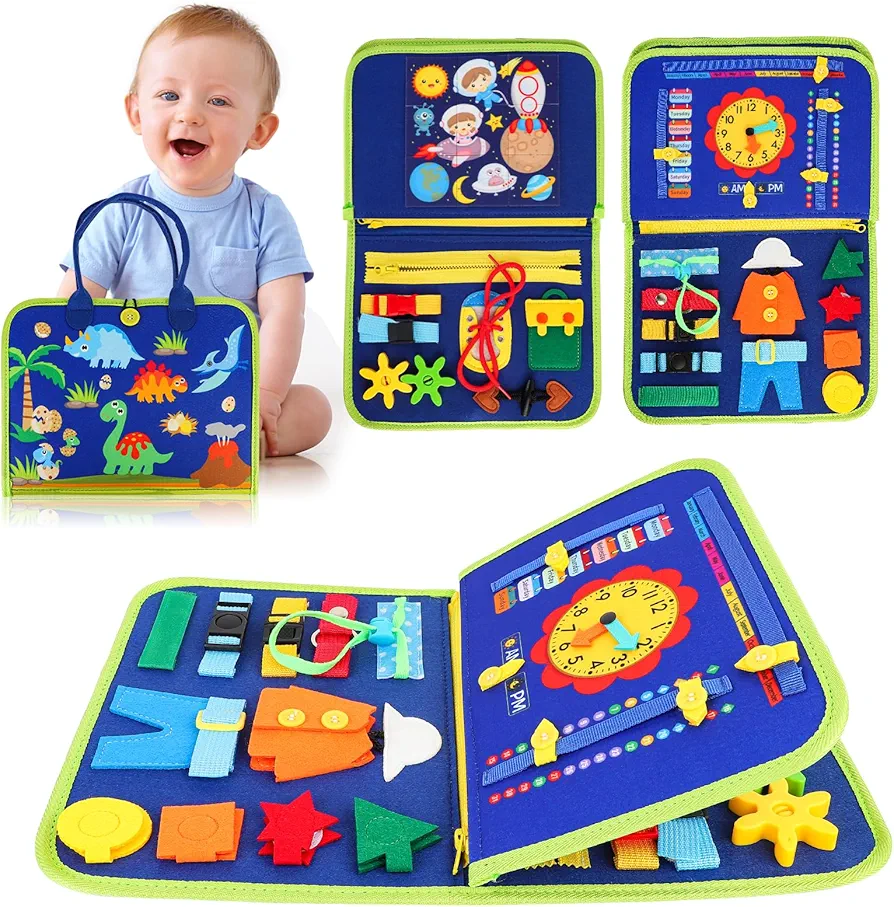 HOMELYLIFE Busy Board for Toddlers, Busy Book Montessori Toys for 3-6 Year Old Preschool Educational Learning Fine Motor Skills, Travel Baby Sensory Toys on Plane Gift for Boys