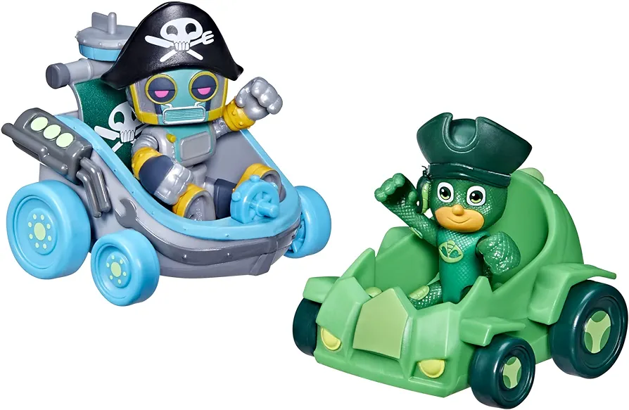 PJ Masks Pirate Power Gekko vs Pirate Robot Battle Racers Preschool Toy, Vehicle and Action Figure Set for Kids Ages 3 and Up