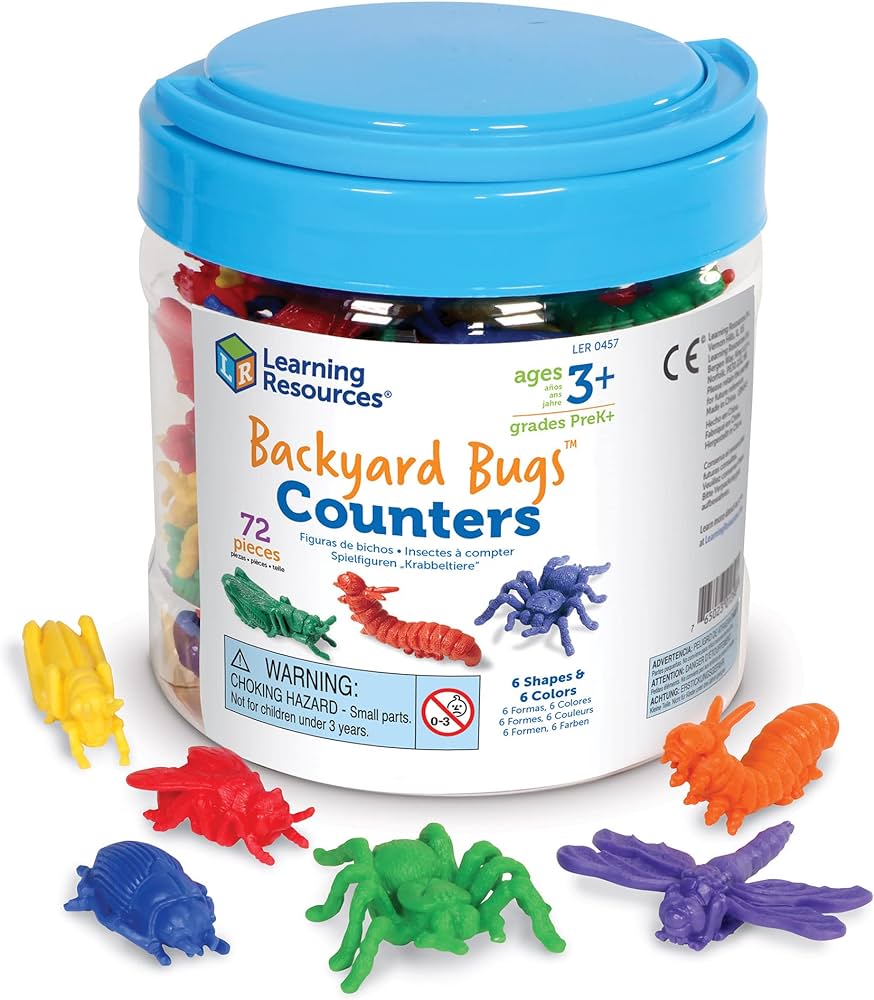 Learning Resources Backyard Bugs Counters - 72 Pieces, Ages 3+ Counting and Sorting Toys for Toddlers, Preschool Learning Toys