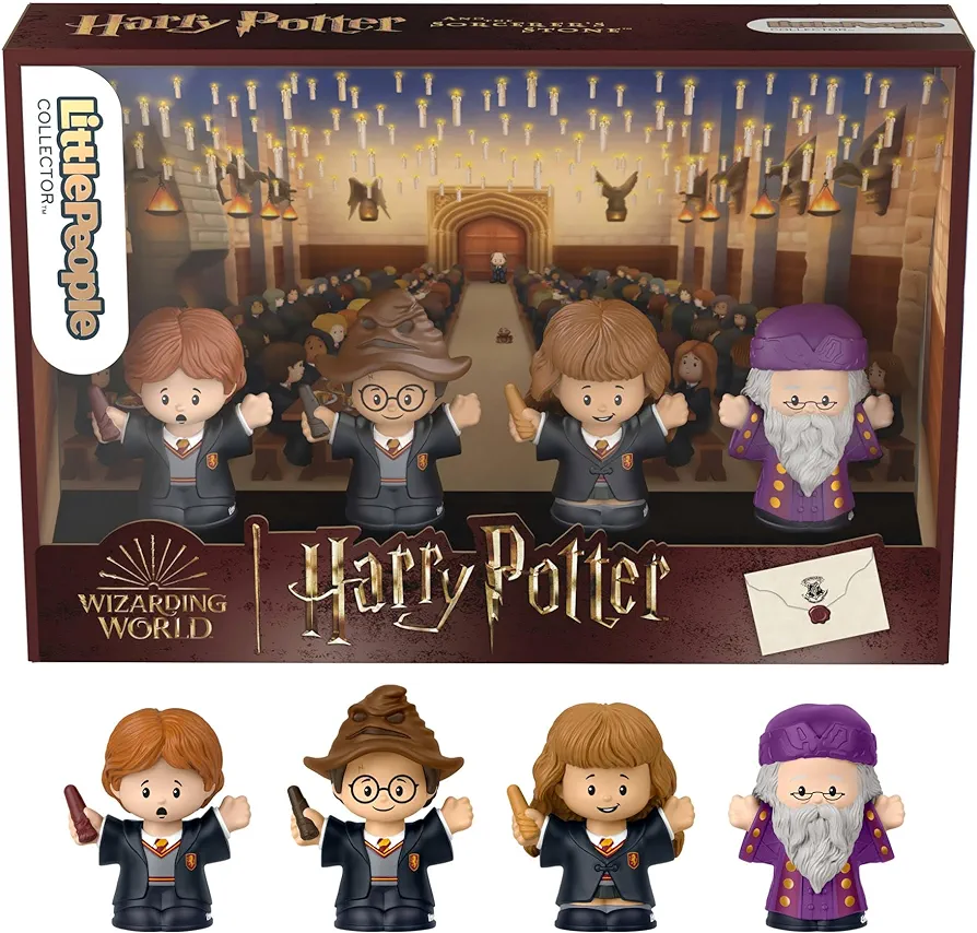 Little People Collector Harry Potter and The Sorcerer’s Stone Movie Special Edition Set for Adults & Fans, 4 Figures in Display Package