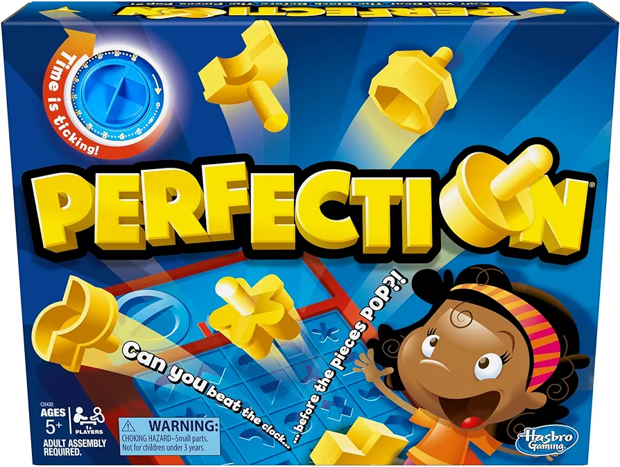 Hasbro Gaming Perfection Game for Preschoolers and Kids Ages 5 and Up, Popping Shapes and Pieces, Preschool Board Games for 1 or More Players