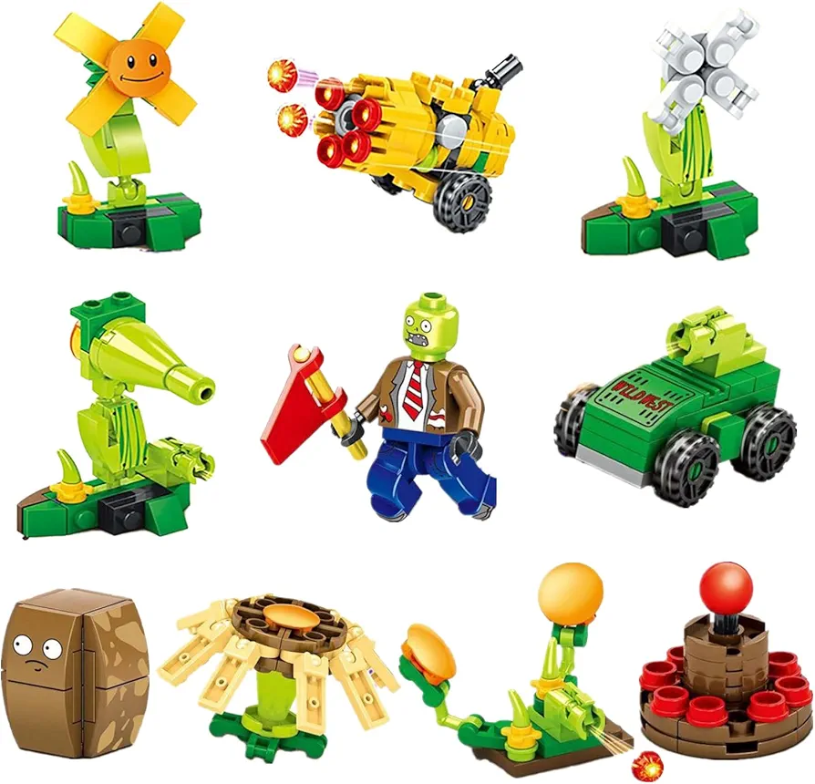 Plants and Zombies Toys Zombies Assembly Action Figures PVZ Assemblable Toys Set 1 2 Series 10 in 1 Great Gifts for Kids and Fans,Birthday and Christmas Party New