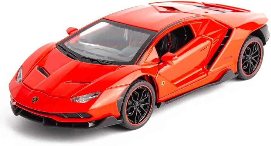 Diecast Model Car Compatible for 1/24 Lambor LP770 Model Vehicles Pull Back Toy Car with Sound and Light for Kids Collection Boys Gift (Red)