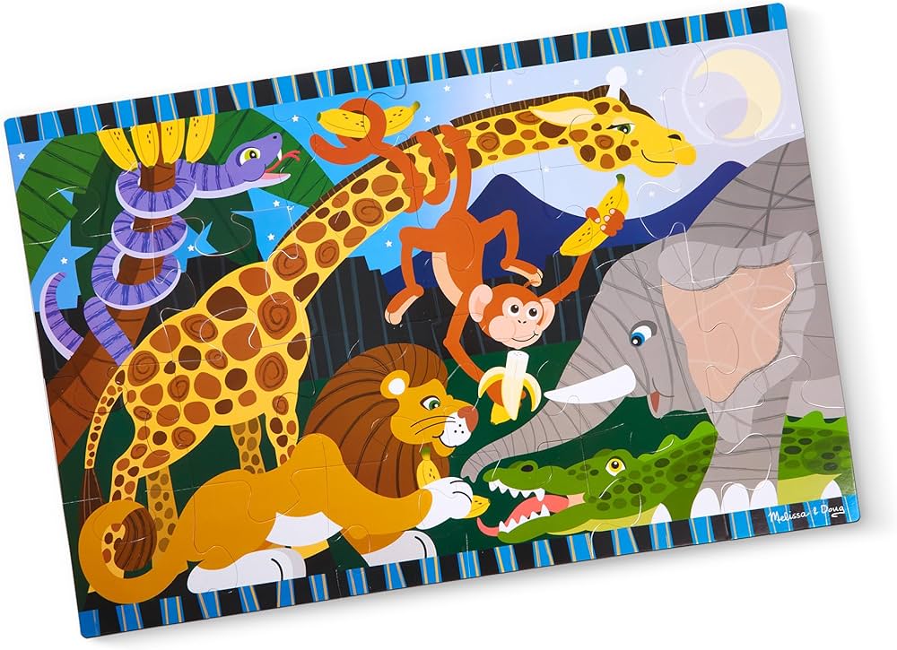 Melissa & Doug Safari Social Jumbo Jigsaw Floor Puzzle (24 pcs, 2 x 3 feet) - FSC Certified