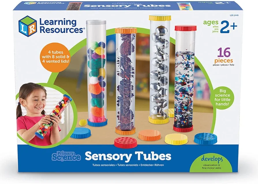 Learning Resources Primary Science Sensory Tubes - Set of 4 Tubes, Ages 2+ Science Toys for Kids, STEM Toys, Fine Motor and Sensory Toys