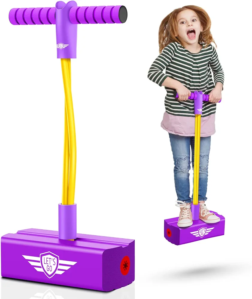 CUUGO LET'S GO! CG Jumping Promotes Growing Taller- Pogo Stick Foam Pogo Jumper for Kids, Toys for 3-12 Year Old Boys Girls Outdoor Toys Indoor Toys Fun Gifts Christmas Stocking Stuffers Gifts