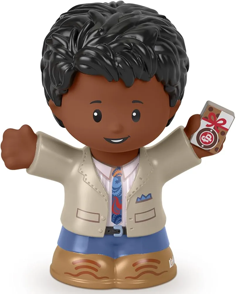 Replacement Part for Fisher-Price Little People Playset - HBW63 ~ Coffee Shop African-American Customer Figure Holding Present~ Works Great with Any Little People Playset