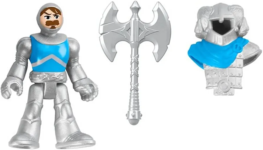 Imaginext Replacement Parts for Fisher-Price Royal Battering Ram Playset - HCG48 ~ Replacement Figure in Silver and Blue, Helmet and Weapon