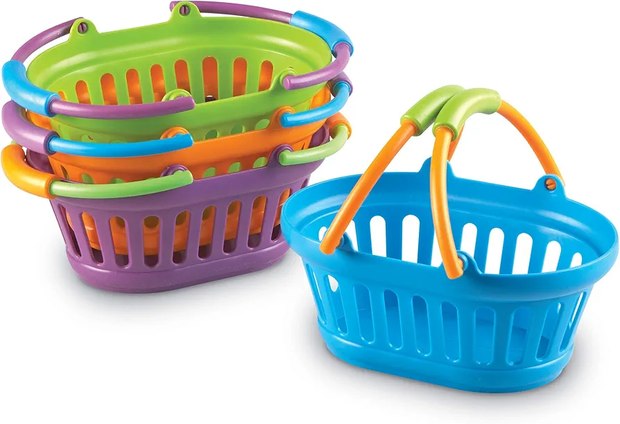 Learning Resources New Sprouts Stack of Baskets - 4 Pieces, Ages 18 mos+ Toddler Pretend Play Toys, Play Grocery Basket, Perfect for Easter Baskets