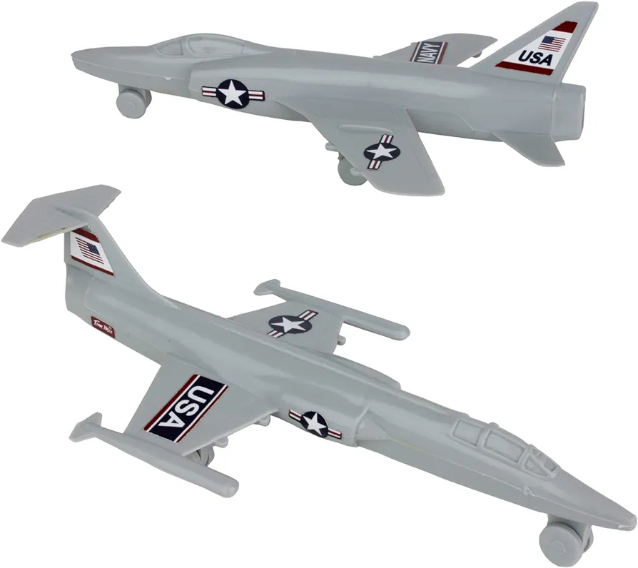 TimMee Plastic Army Men COLD WAR FIGHTER JETS - Gray Airplanes - Made in USA