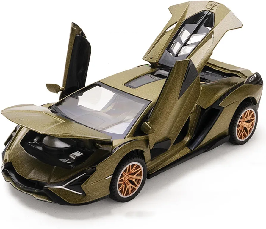 Lambo Toy Car Sian FKP3 Die-Cast Car Model with Lights and Sound Pull Back Toy Car for Boys Age 3 4 5 6 + Year Old (Green)