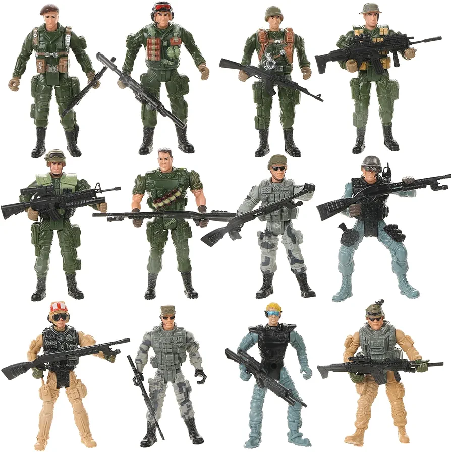 US Army Men Action Figures,SWAT Team Toy Military Toys Soldiers Special Forces Army Ranger Action Figures Playset with Realistic Weapons Accessories for Kids Pretend Battle Gaming Play,12Pcs