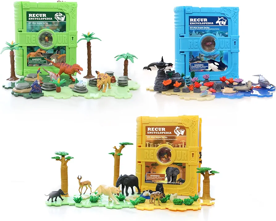 Encyclopedia Animal Dinosaur Shark Figure Figurine Toys Set - 3 Whole Sets