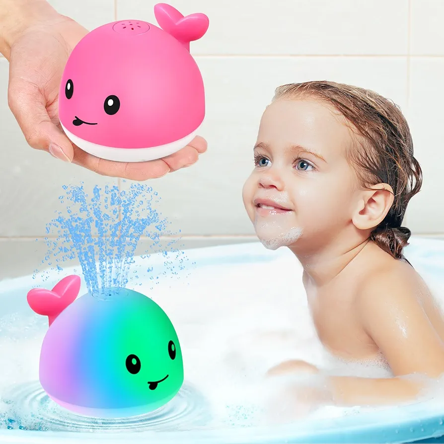 Gigilli Baby Bath Toys, Girls Pool Toys Bath Fountain Water Table Spray Toy 6-12 12-18 Months, Girls Light Up Whale Bath Toy Sprinkler for Toddler 1-3 2-4 Birthday Baby Shower Kid Girl 1 2 3 4 5 Gifts