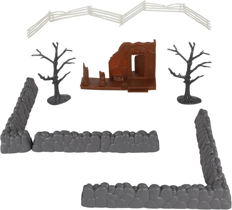 BMC CTS Estate Ruins Destroyed Mansion - 13pc Plastic Figure Playset Accessories