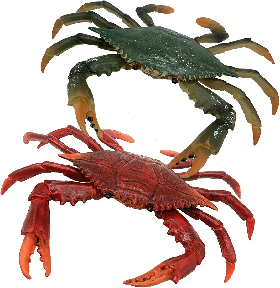 Gemini&Genius Crabs Animal Figures Marine Animal Toys Sea Animal Action Figures Ocean Model Toy Stocking Stuffers, Role Play, Swim, Bath Toys for Kids