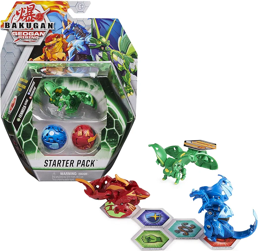 Bakugan Starter Pack 3-Pack, Fenneca Ultra, Geogan Rising Collectible Action Figures, Kids Toys for Boys