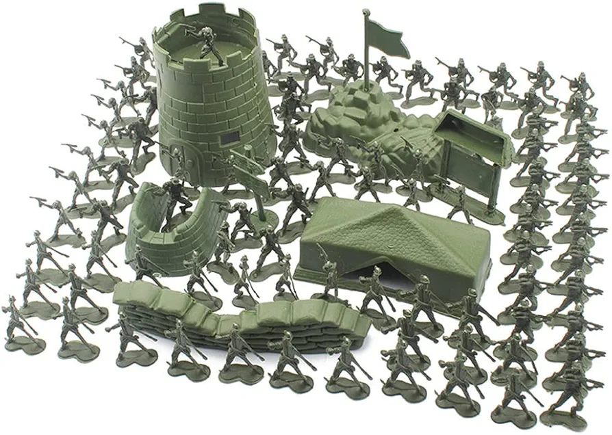 100 PCS Military Toy Soldiers Playset Simulated Army Men，Cool Mini Toys Action Figure and Weapon Gear Accessories Military Combat Toys Kids Gift for Boys