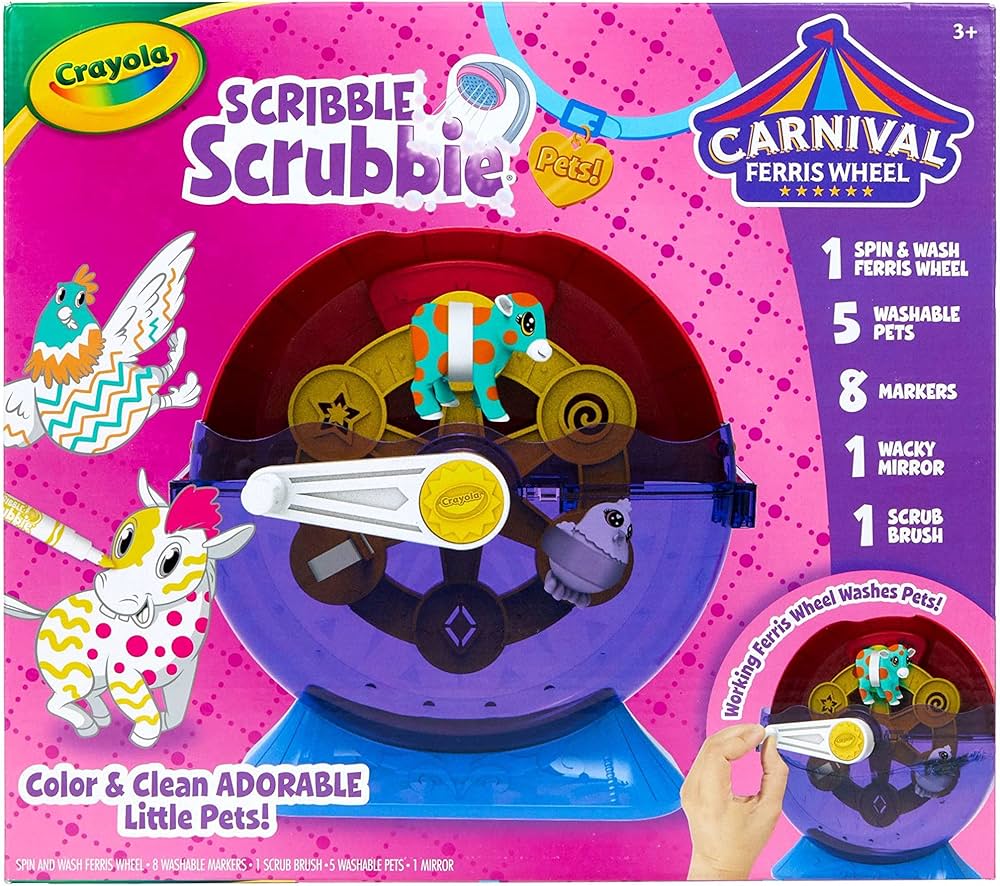 Crayola Scribble Scrubbie Pets Carnival Playset, Pet Grooming Toy, Animal Toys for Girls & Boys, Gift for Kids, Ages 3+