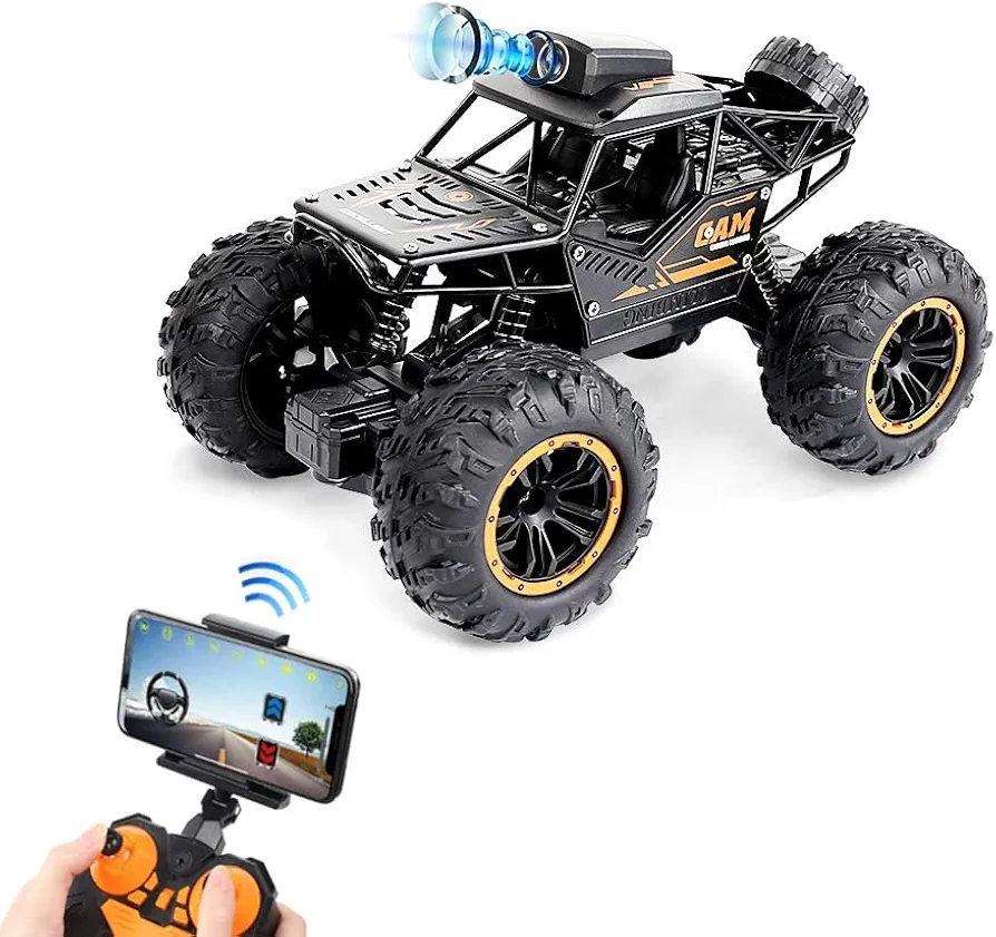 RC Car, 1:18 Remote Control Car with Camera, High Speed Alloy Off Road Truck Fast Racing Vehicle Electric Hobby Toy Car Gift for Boys Kids Teens Adults