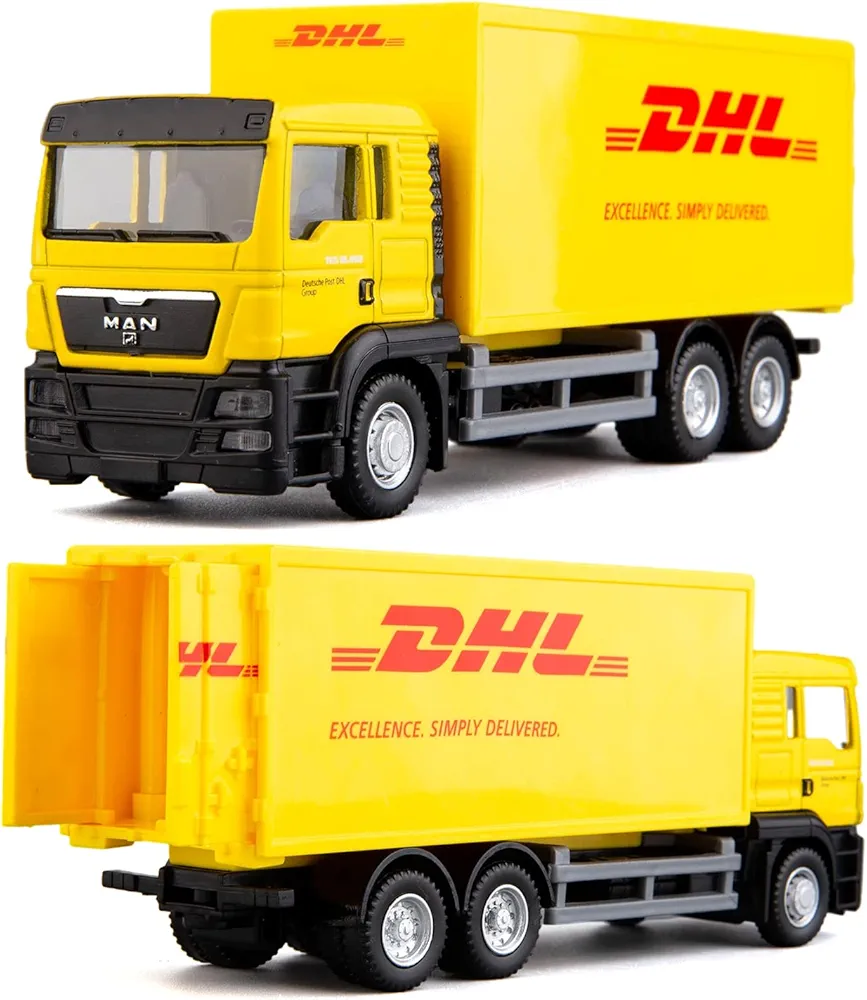 BDTCTK Compatible for DHL Container Truck Car Model Toy Cars, Zinc Alloy Die-Cast Vehicles Kid Toys for Boy Girl Gift