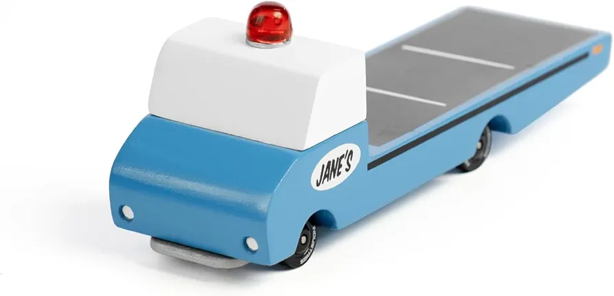 CANDYCAR® Wooden Diecast Collection - Jane's Tow Truck, Premium Handcrafted Beech Wood Toy Car