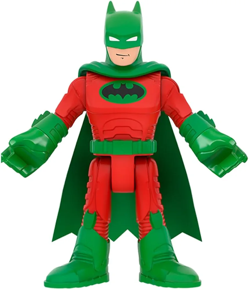 Fisher-Price Replacement Part Imaginext Playset Inspired by DC Superfriends Holiday Theme - HML59 ~ Replacement Poseable Batman Figure ~ Dressed in Red and Green