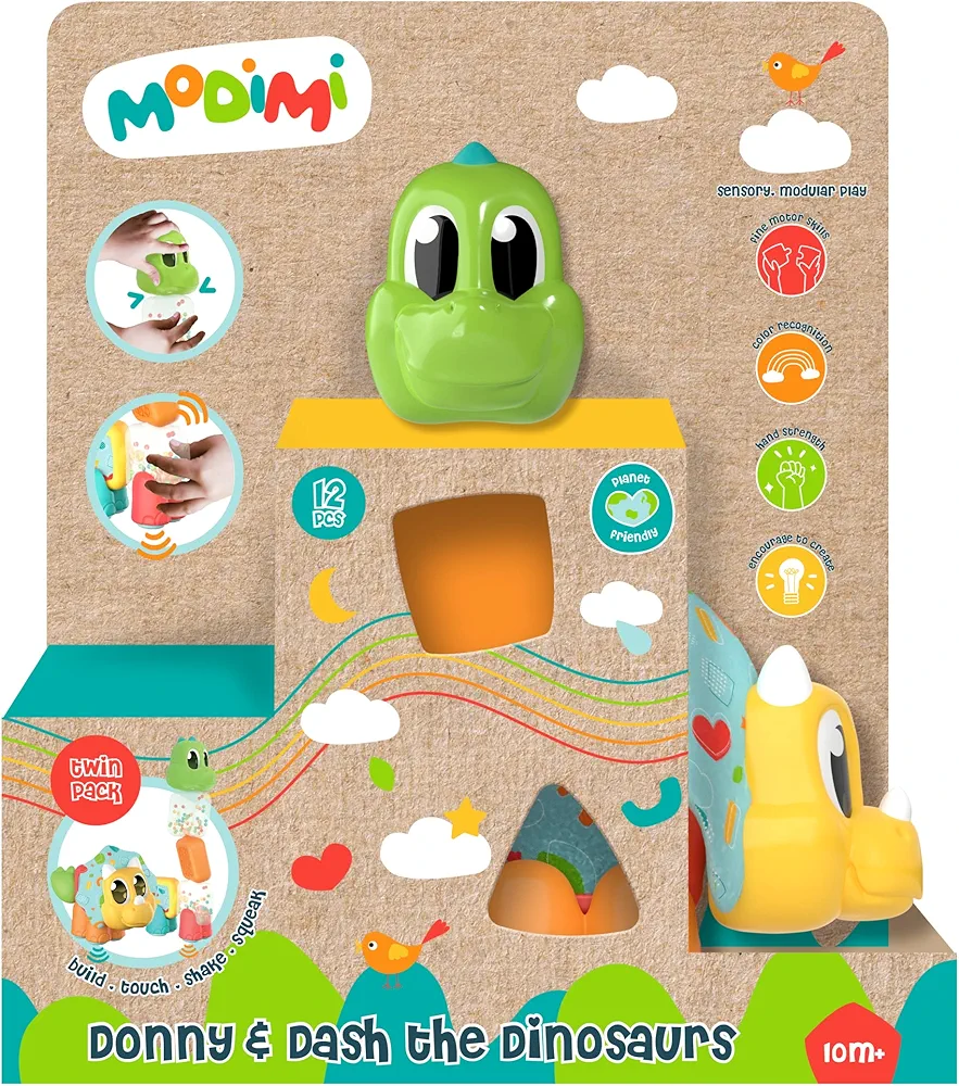 Goliath Modimi Dinosaurs Set - Interactive Multi-Sensory Baby Toys, Modular Play System, 3 Months and Up