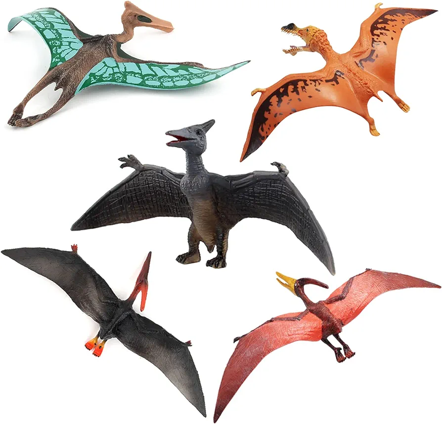 Realistic Flying Dinosaur Figures Toy Playset Dinosaur Toy Pterosaur Model Toy Educational Pteranodon Dino Model Figurines Cognitive Toys for 5 6 7 8 Years Old Boys Girls Kid Toddlers 5 PCS