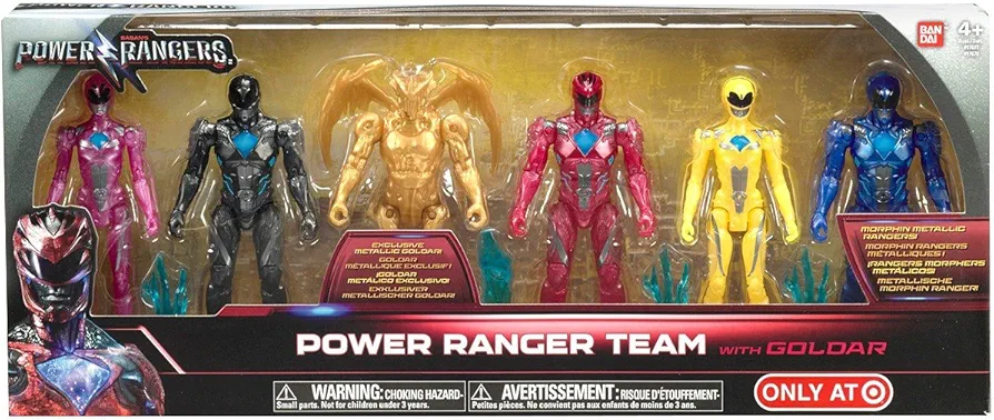 Bandai Collectible Power Rangers Team 6-Piece Set With Exclusive Metallic Goldar