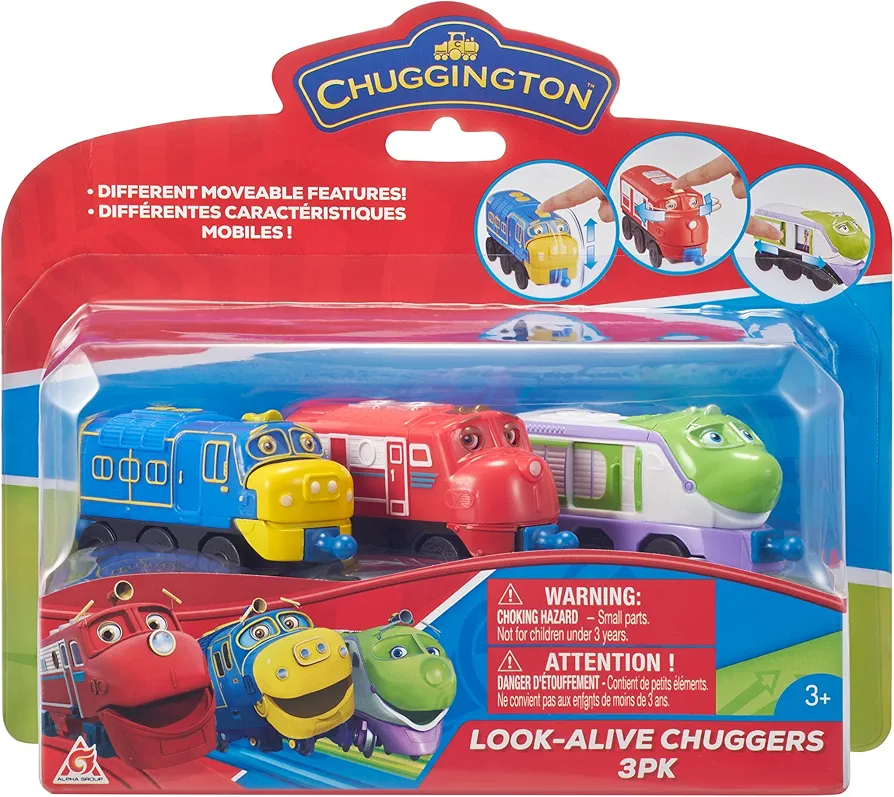 Chuggington - Look Alive Chuggers 3-Pack - Wilson, Brewster, Koko - Connectable Train Toys with Moving Parts - Free-Rolling Wheels - 3.75 Inch Scale - Gift for Preschool Kids Age 3 and Up