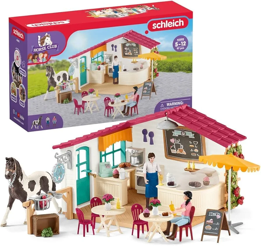 Schleich Horse Club - Rider Café, 97 Piece Playset with 1 x Horses, Collectible Animal Toys and Horse Riding Figurines for Children Ages 5+