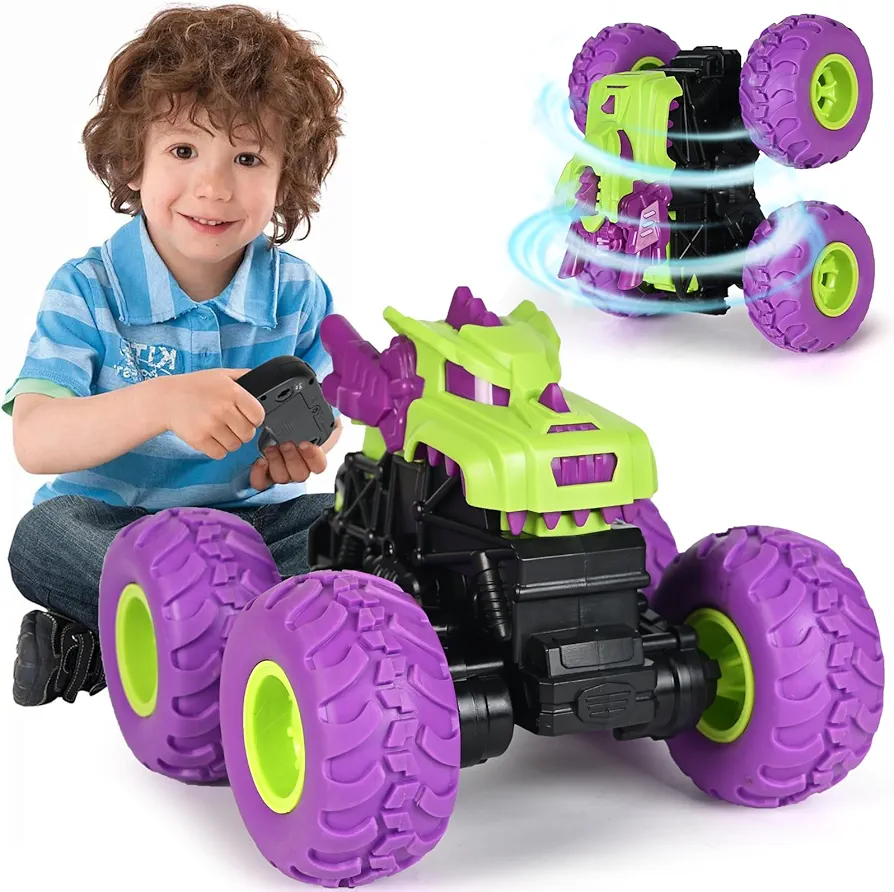 RC Monster Trucks for Boys,Dinosaur Stunt Car,2.4Ghz Remote Control Cars,All Terrain Cars Toys for Kids,Toddlers,Child