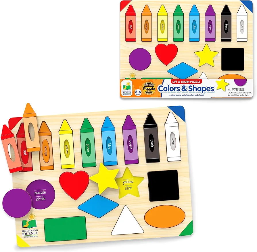 The Learning Journey: Lift & Learn Puzzle Colors & Shapes – Preschool Toys & Activities for Children Ages 3 and Up – Award Winning Educational Toy