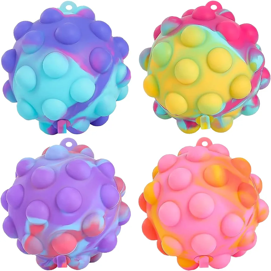 Pop Fidget Toys Its Ball Toy 4 PCS 3D Stress Balls It Pop Fidgets Pack Party Favors for Kids Toys Autism Sensory Toys Bulk Squeeze Toys Toddler Toys for Boys Adult Stress Relief Easter Basket Stuffers