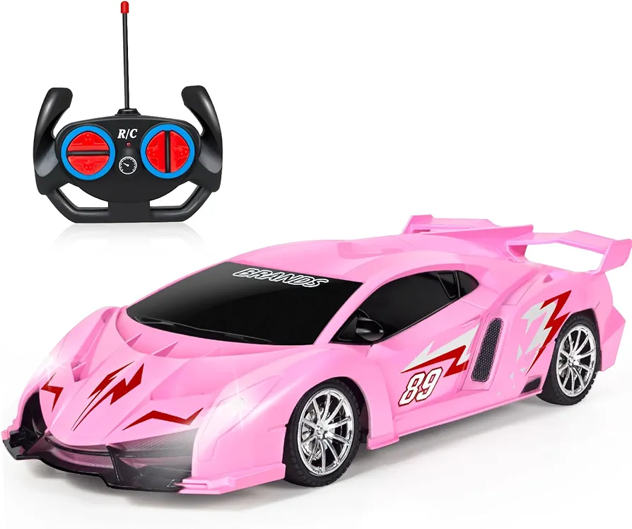 Hymaz Remote Control Car, Pink RC Cars for Girls, Car Toys for 3-7 with Led Headlight, High Speed RC Cars Birthday Gift for Kids Girls Boys