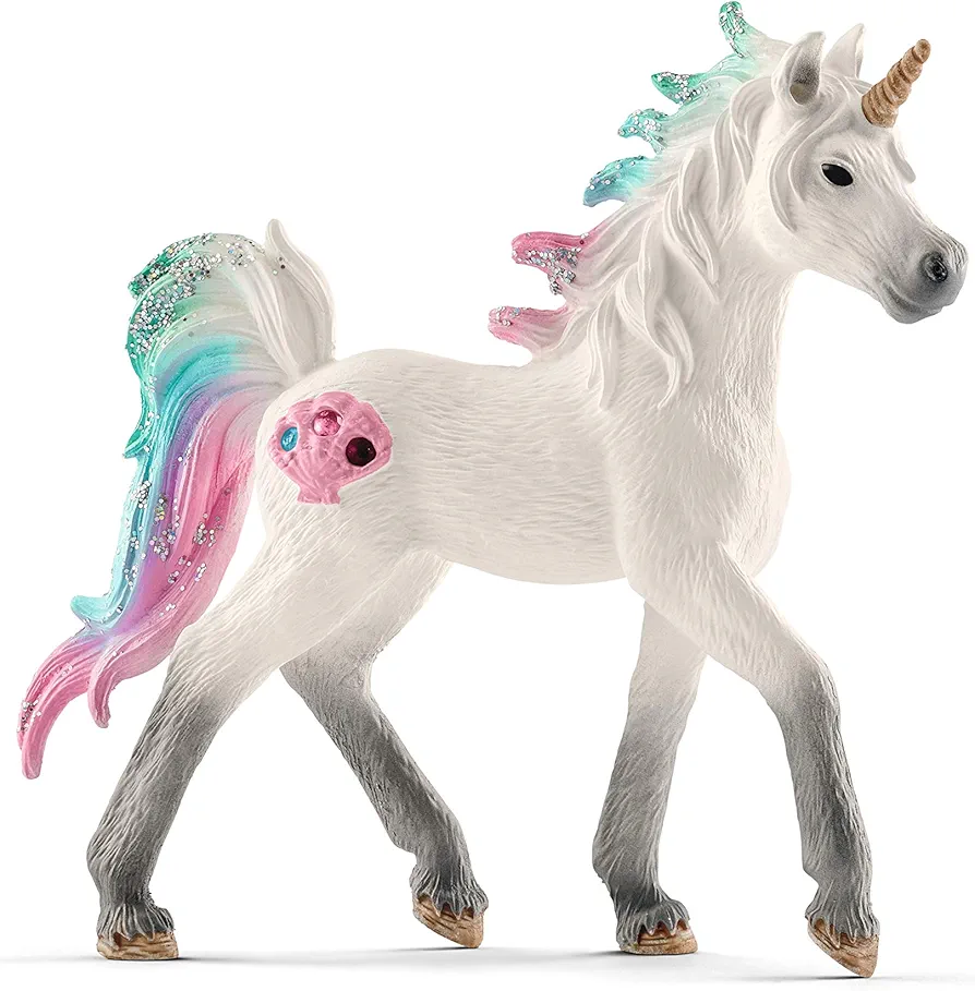 Schleich bayala, Unicorn Toys for Girls and Boys, Sea Unicorn Baby with Gems, Blue and Pink