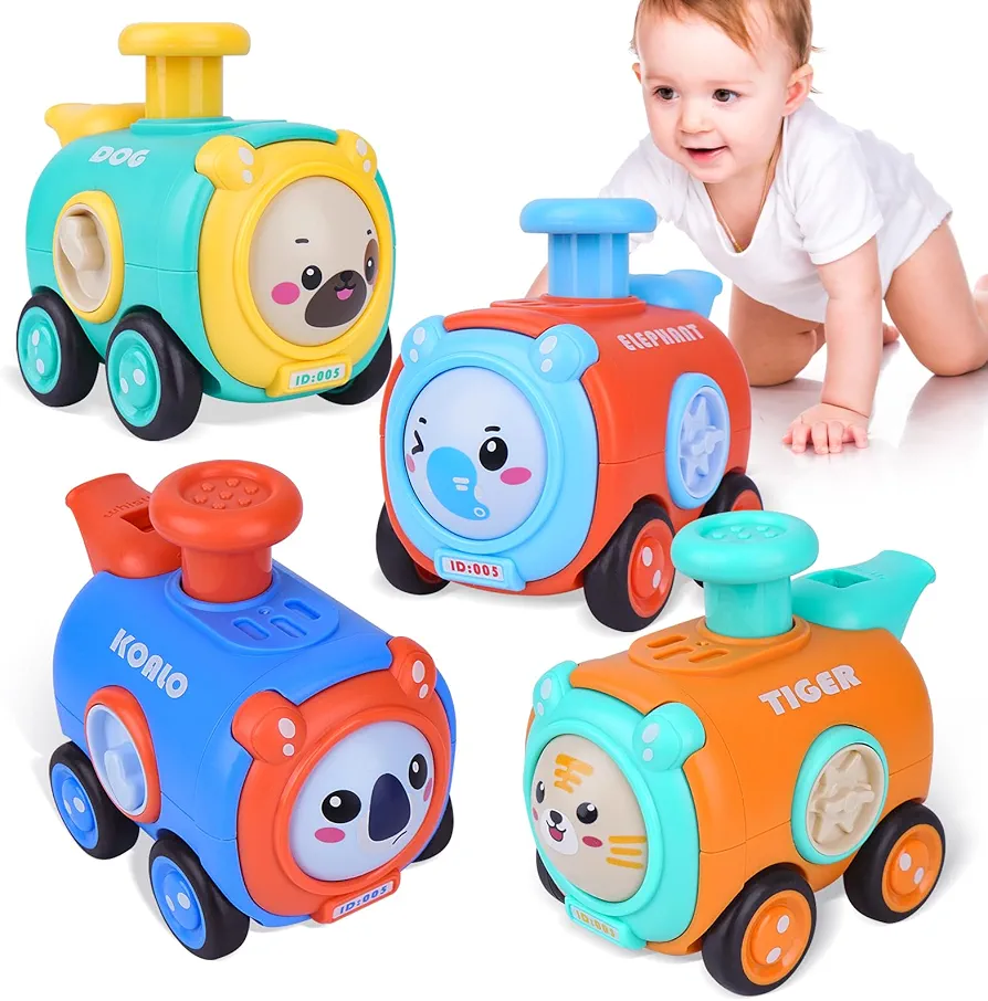 4 PCS Animal Car Toys, Whistle Car Set, Press and Go Toy Cars for Toddlers 1-3, Baby Toys 12-18 Months, Toddler Toys Age 1-2, 1 2 3 Year Old Boys Girls Birthday Gifts