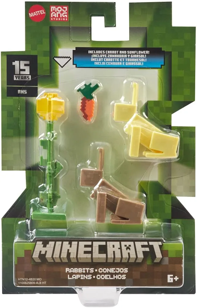 Mattel Minecraft Vanilla 3.25 Inch Bunnies Action Figure for Ages 6+